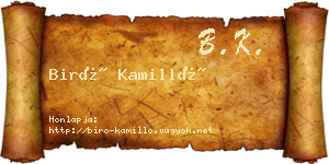 Biró Kamilló névjegykártya